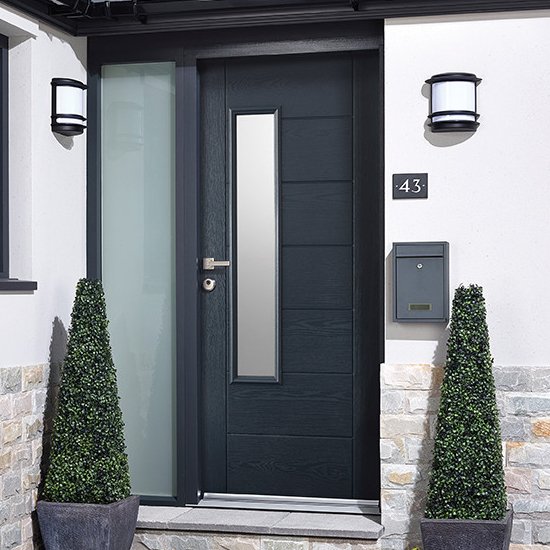 Newbury GRP Glazed 1981mm x 838mm External Door In Grey | Cheap ...