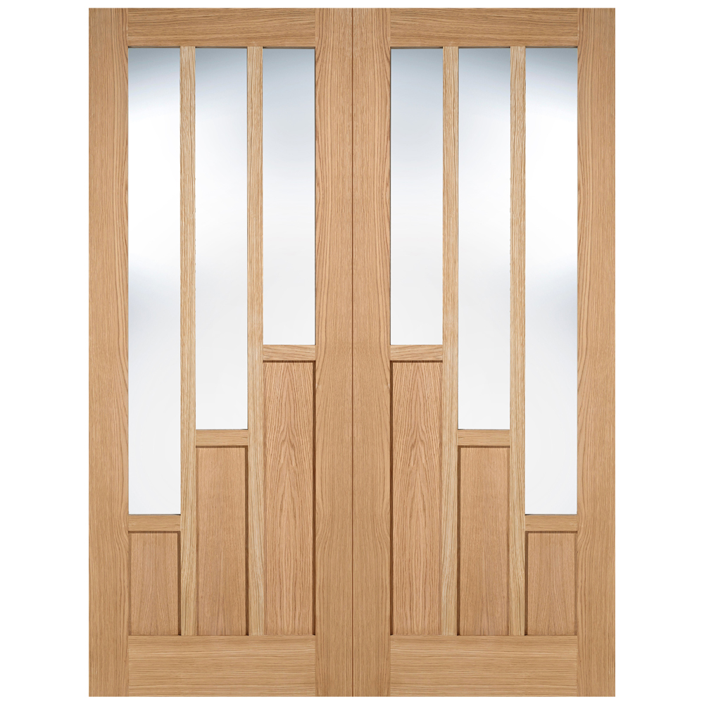 Coventry 1981mm X 1067mm Clear Glass Internal Door Pair In Oak