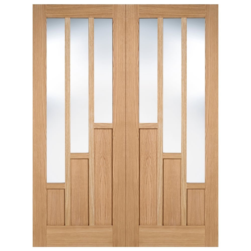 Coventry 1981mm X 1372mm Clear Glass Internal Door Pair In Oak