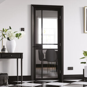 Greenwich 1981mm X 610mm Clear Glazed Internal Door In Black