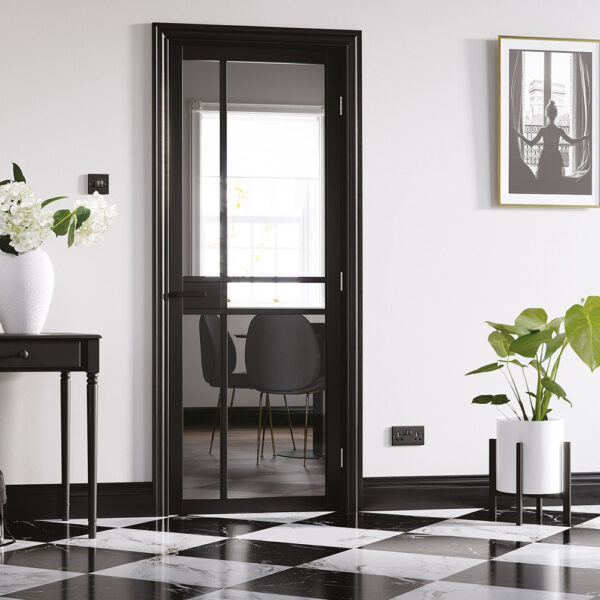 Greenwich 2040mm X 726mm Clear Glazed Internal Door In Black