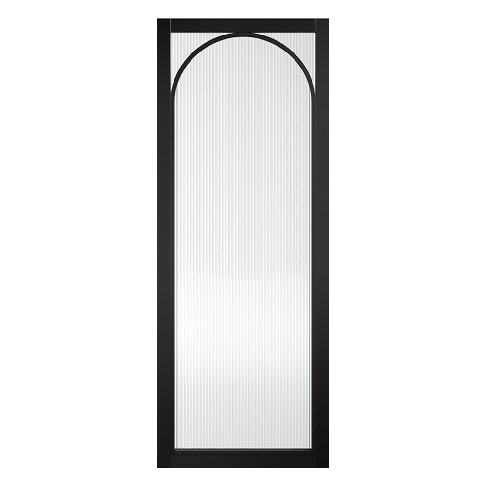 Melrose 1981mm X 838mm Reeded Glass Internal Door In Black Frame