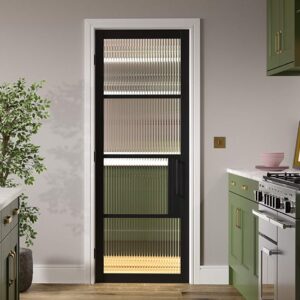 Chelsea Reeded Glazed 1981mm x 686mm Internal Door In Black