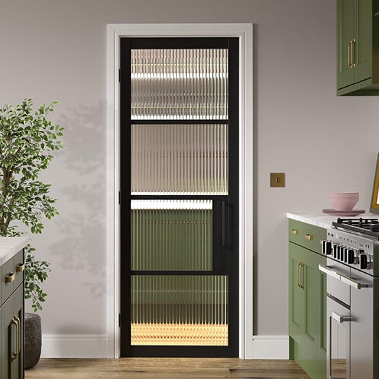 Chelsea Reeded Glazed 1981mm x 762mm Internal Door In Black