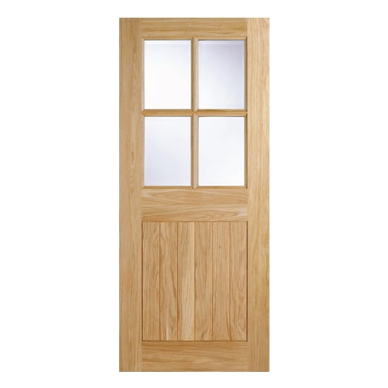 Cottage 4 Panels Glazed 2032mm x 813mm External Door In Oak