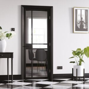 Greenwich 2040mm X 826mm Clear Glazed Internal Door In Black