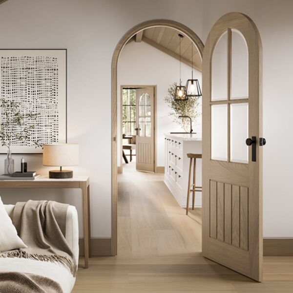 Mexicano 1981mm X 762mm Arched Top Glazed Internal Door In Oak