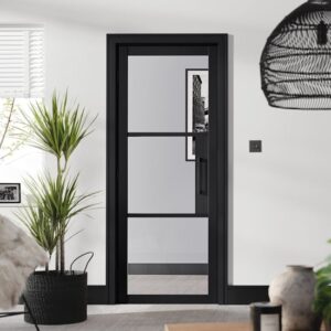 Tribeca Clear Glazed 1981mm x 686mm Internal Door In Black