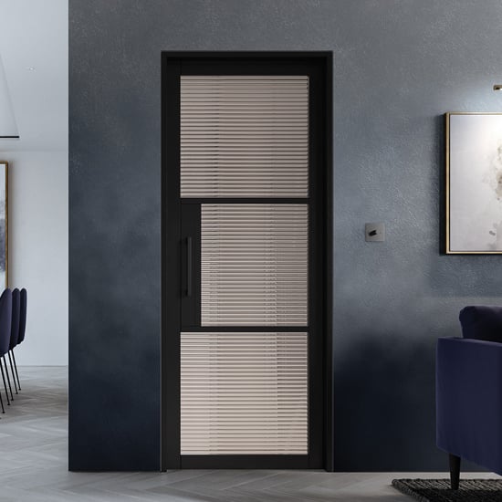 Tribeca Reeded Glazed 1981mm x 686mm Internal Door In Black