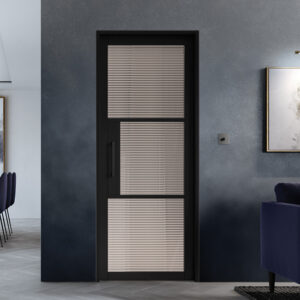 Tribeca Reeded Glazed 1981mm x 762mm Internal Door In Black