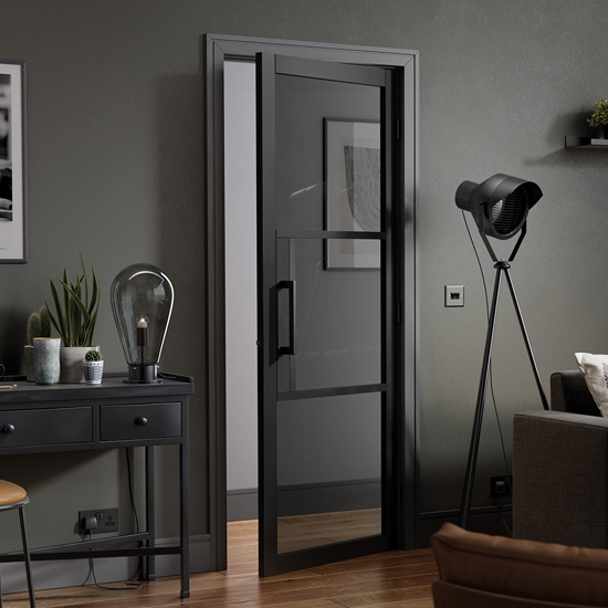 Tribeca Tinted Glazed 1981mm x 762mm Internal Door In Black