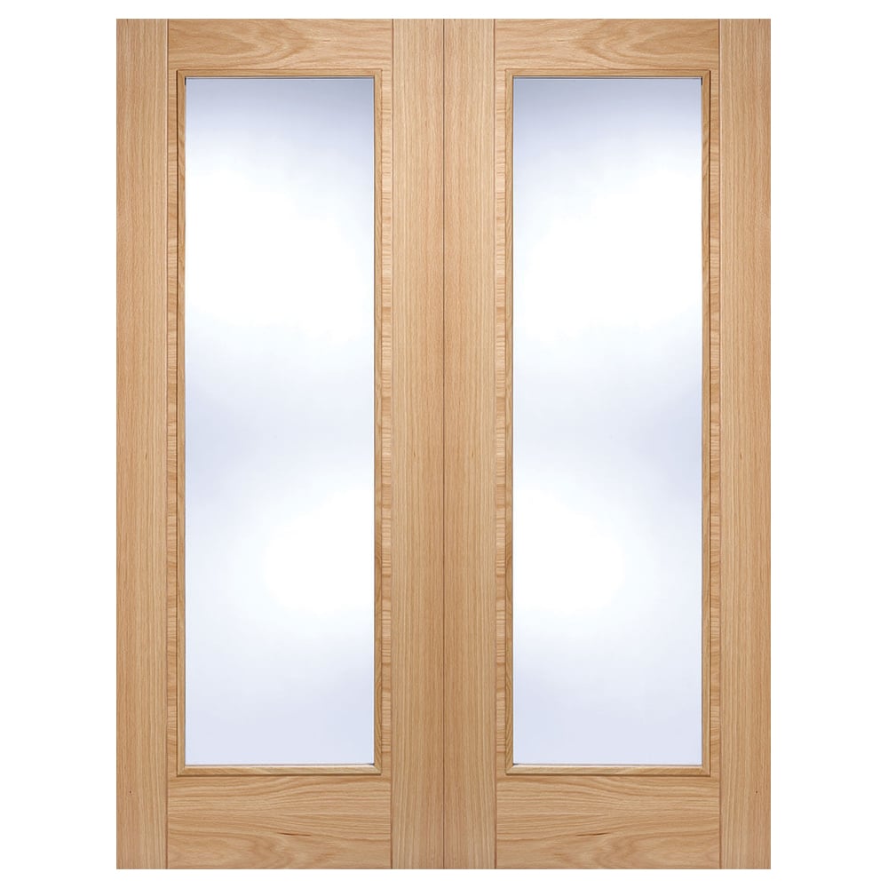 Vancouver 1981mm X 1372mm Clear Glass Internal Door Pair In Oak